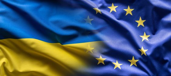 Ukraine and Europa flags